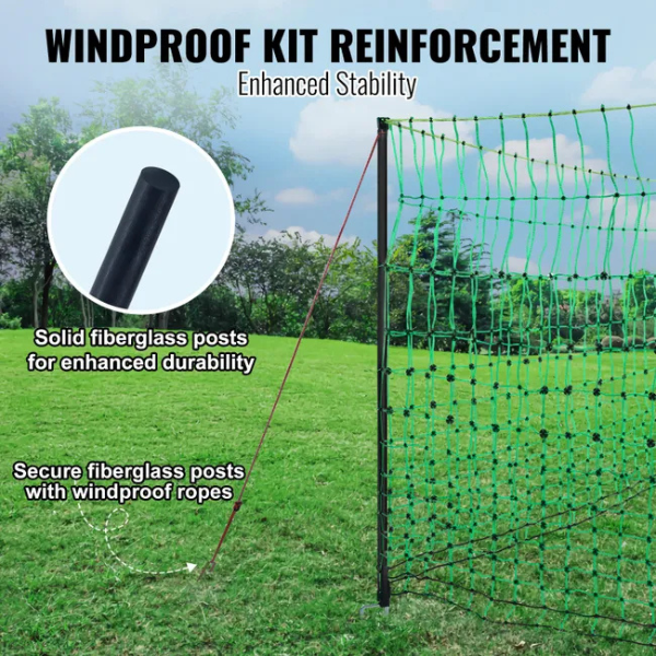 Electric Fence Mesh Kit 4 ft x 168 ft PE Netting with Posts and Double-Pointed Stakes Portable Utility Poultry Chicken Fence