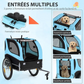 Foldable Dog Bike Trailer Pet Carrier Oxford Canvas Stroller with Flag 8 Reflectors Max Load 88 lbs