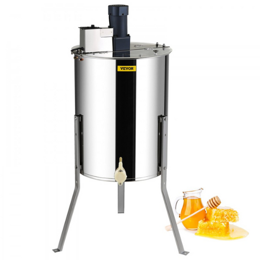 Electric Stainless Steel Honey Extractor 4-8 Frame Centrifuge Honey Separator with Lid 140W Adjustable Height Beekeeping Equipment