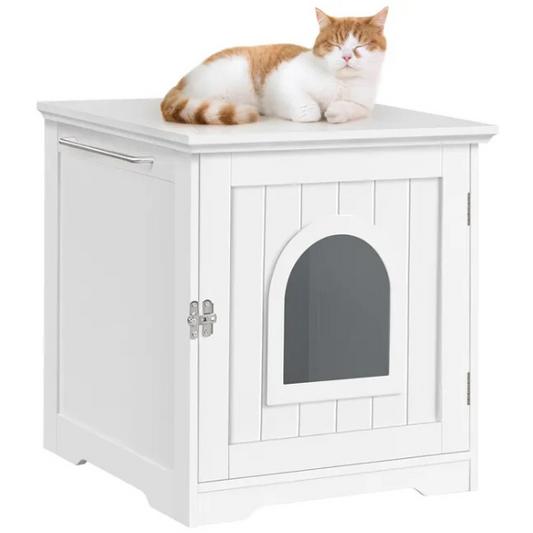 Cat Toilet House with Door 50x53x55cm Litter Box Furniture Enclosure