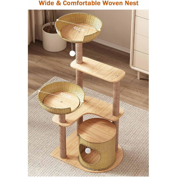 Cat Tree Tower with Sisal Scratching Post - Cat Condo and Scratcher Furniture