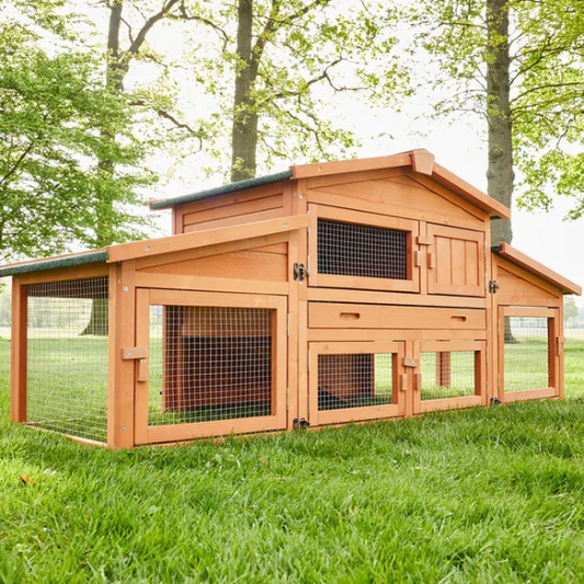 Outdoor Rabbit Hutch Cage 185x51x75cm Large Small Pet Bunny Enclosure