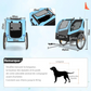 Foldable Dog Bike Trailer Pet Carrier Oxford Canvas Stroller with Flag 8 Reflectors Max Load 88 lbs
