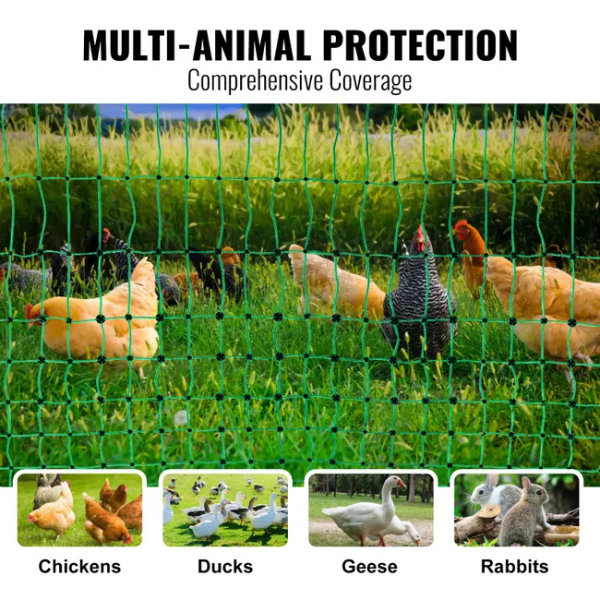 Electric Fence Mesh Kit 4 ft x 168 ft PE Netting with Posts and Double-Pointed Stakes Portable Utility Poultry Chicken Fence