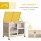2-Level Rabbit Hutch on Wheels with Hideout and Removable Waste Tray