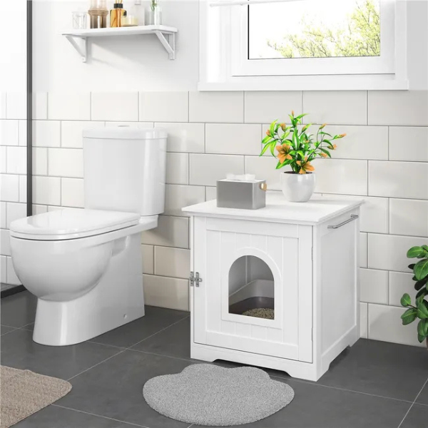Cat Toilet House with Door 50x53x55cm Litter Box Furniture Enclosure