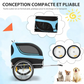 Foldable Dog Bike Trailer Pet Carrier Oxford Canvas Stroller with Flag 8 Reflectors Max Load 88 lbs