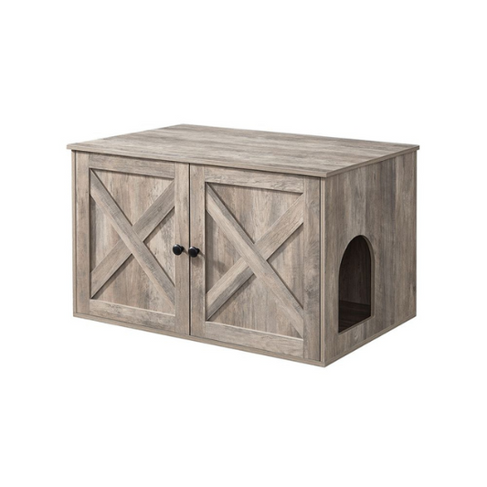 Cat Litter Box Furniture with Removable Divider - Cat Toilet House