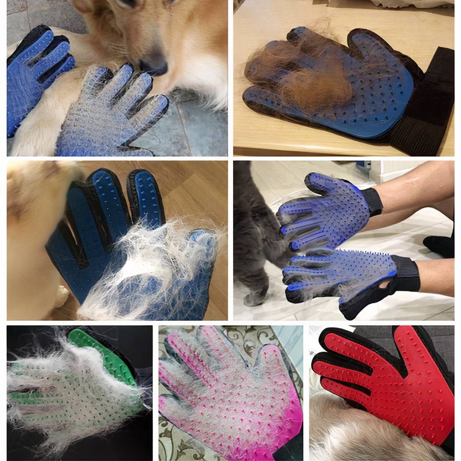Dog Grooming and Massage Glove Soft Deshedding Brush Pet Hair Remover