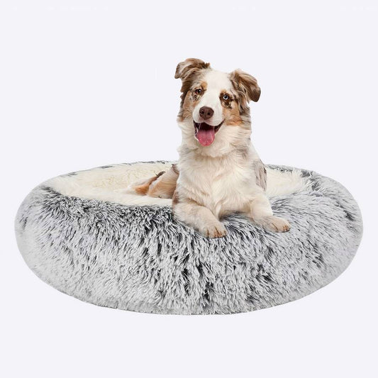 XXL Gray Cotton and Plush Dog Bed Basket Extra Large Pet Bed