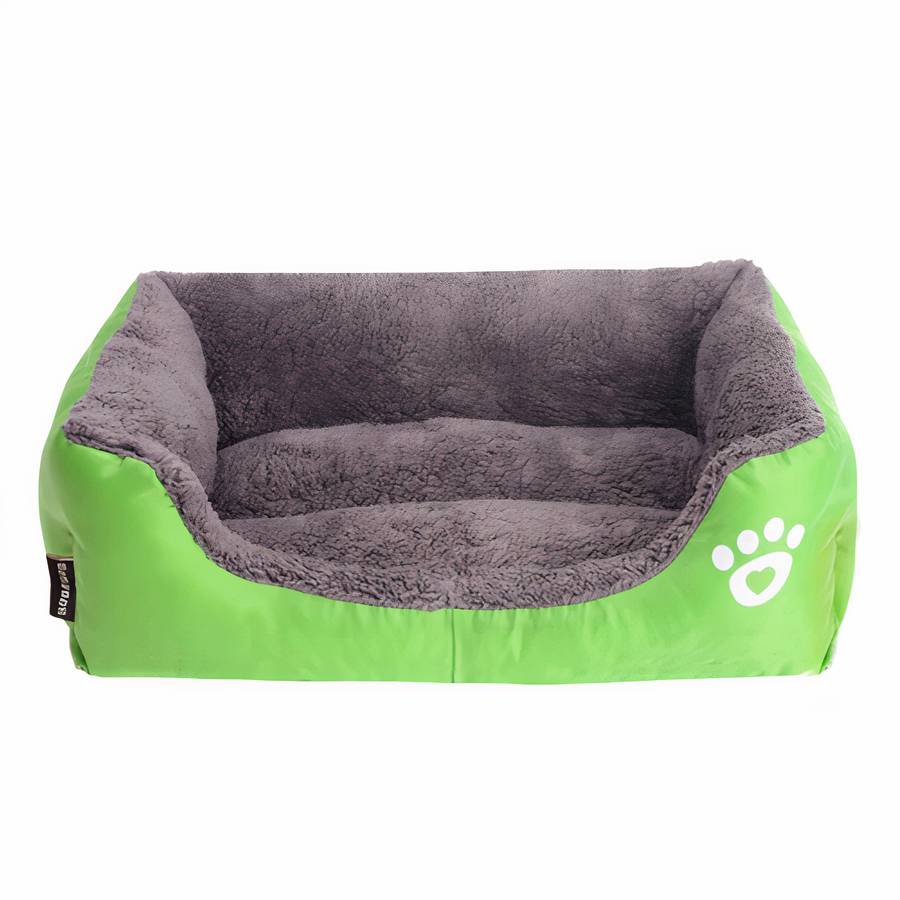 XXL Cotton Dog Bed Rectangular Basket with Paw Print Pattern