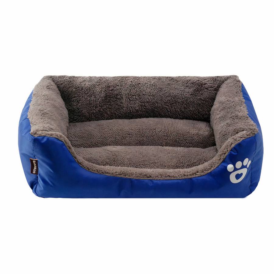 XXL Cotton Dog Bed Rectangular Basket with Paw Print Pattern