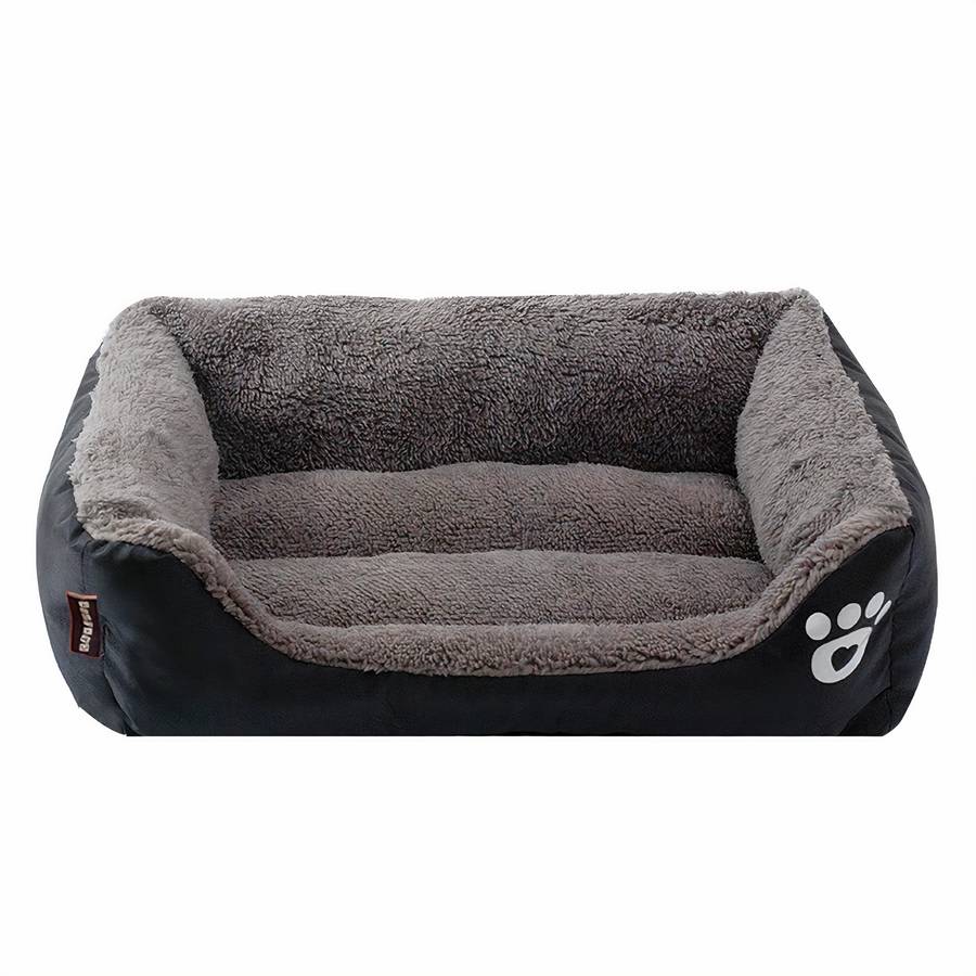 XXL Cotton Dog Bed Rectangular Basket with Paw Print Pattern