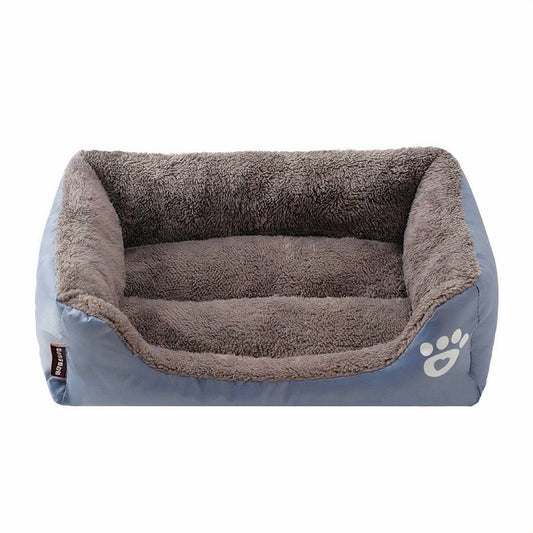 XXL Cotton Dog Bed Rectangular Basket with Paw Print Pattern