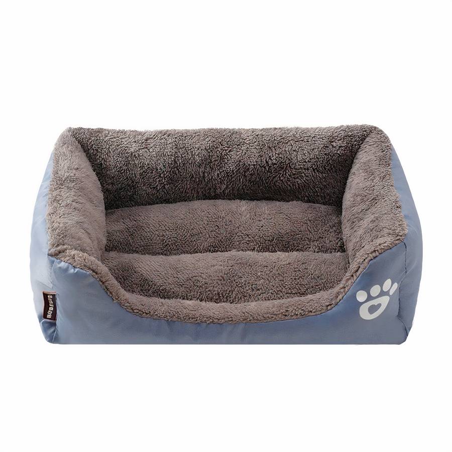 XXL Cotton Dog Bed Rectangular Basket with Paw Print Pattern