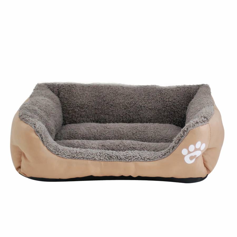 XXL Cotton Dog Bed Rectangular Basket with Paw Print Pattern
