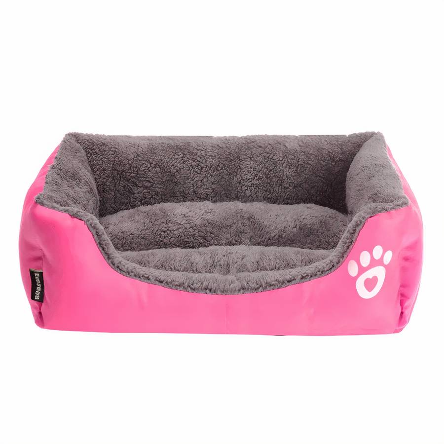 XXL Cotton Dog Bed Rectangular Basket with Paw Print Pattern