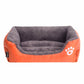 XXL Cotton Dog Bed Rectangular Basket with Paw Print Pattern