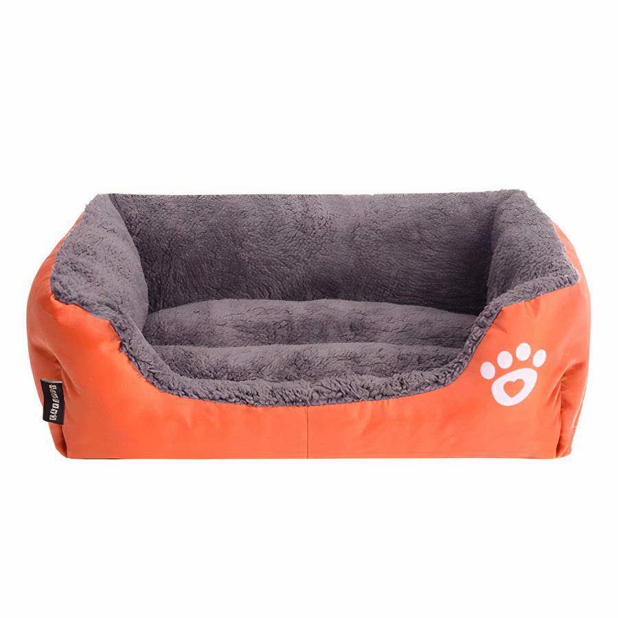 XXL Cotton Dog Bed Rectangular Basket with Paw Print Pattern