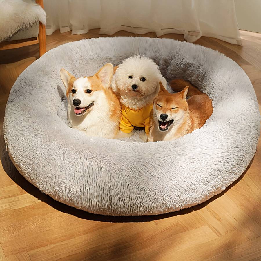XXL Plush Round Dog Bed Extra Large Cozy Pet Basket