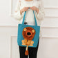 Lion Motif Cat Tote Bag Cute Animal Print Canvas Shopper Bag
