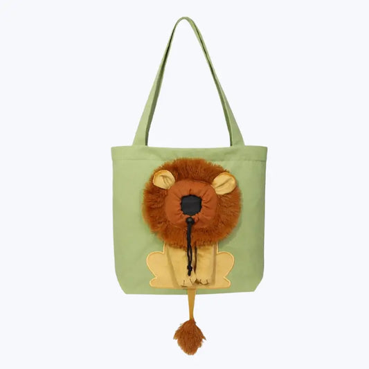 Lion Motif Cat Tote Bag Cute Animal Print Canvas Shopper Bag