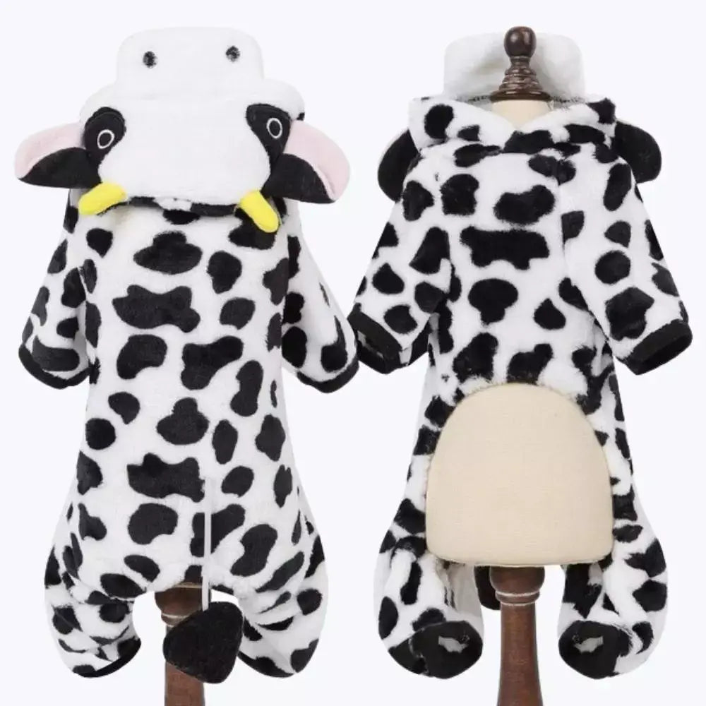 Cow Print Cat Hoodie Costume for Kids and Adults Animal Onesie Pajamas