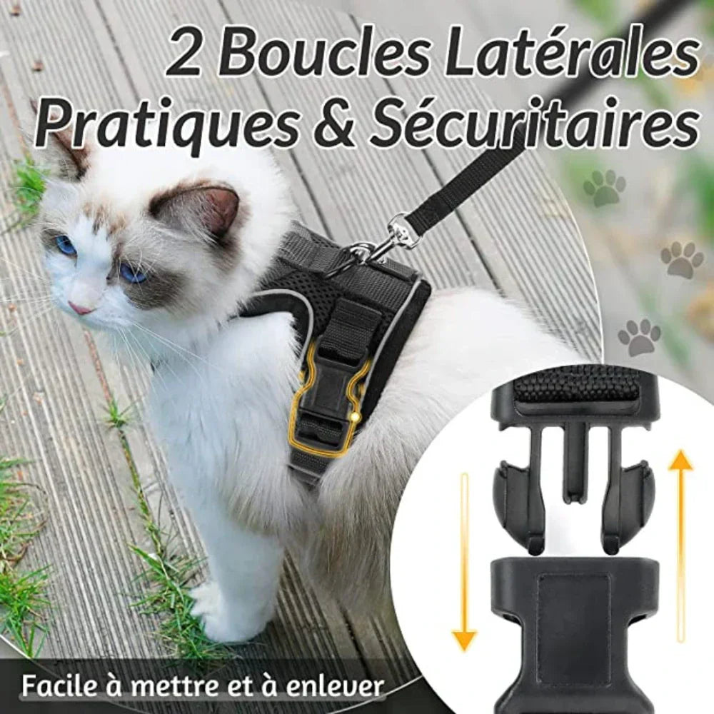 Escape Proof Cat Harness Adjustable No Escape Cat Harness for Outdoor Safety