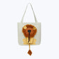 Lion Motif Cat Tote Bag Cute Animal Print Canvas Shopper Bag