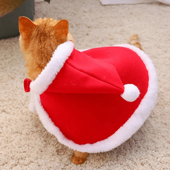 Santa Claus Cape Costume for Cats Christmas Pet Outfit
