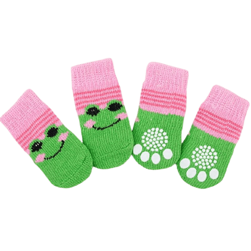 Dog Socks Frog Pattern Pet Booties Non Slip Grippy Dog Socks