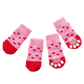 Dog Socks Pink Heart Pattern Non Slip Pet Socks