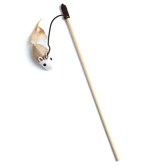 Wooden Cat Fishing Rod Toy Natural Interactive Cat Wand